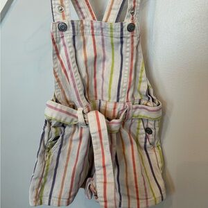 EUC Jessica Simpson Striped Multicolor Girls' Short Overalls size 5